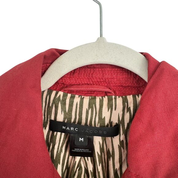 Marc Jacobs Red Pea Coat Career Capsole Office 100% Cotton Womens Size Medium - Picture 4 of 6